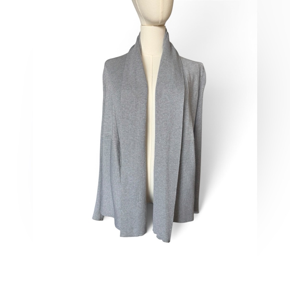 Emily Rose Gray Ribbed Open Front Cardigan Size Small
